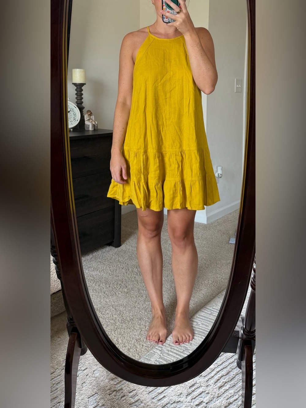 Yellow Ruffle Hem Sundress